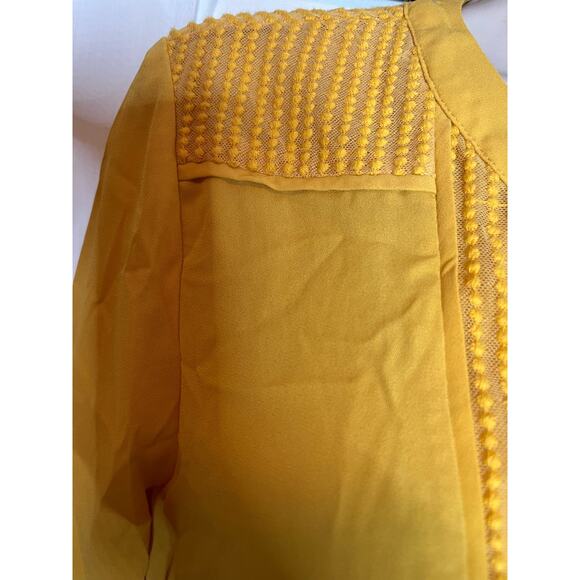 Talbots‎ gold embroidered tunic top S long sleeve fall color v neck long sleeve - Picture 4 of 5